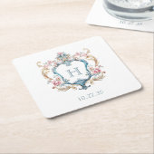 Vintages Mit Monogramm Wappen Rechteckiger Pappuntersetzer (angewinkelt)