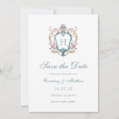 Vintages Mit Monogramm Wappen Save The Date (Vorderseite)