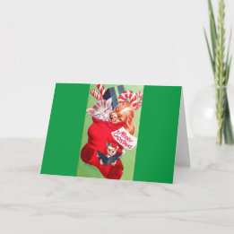 Vintages Mittelalter Schönes Baby Puppy Kitten Feiertagskarte