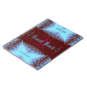 Vintages mittelalterliches Blue Red Lacy Monogram Notizblock (Linke Seite)