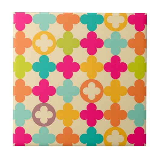 Vintages mittelalterliches Rosettenmuster Fliese (Vorderseite)