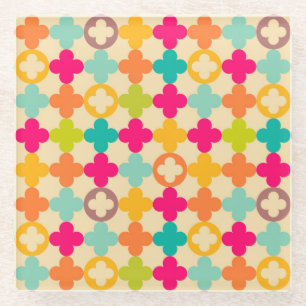 Vintages mittelalterliches Rosettenmuster Glasuntersetzer