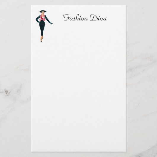 Vintages Mode-Diva-Briefpapier Briefpapier (Vorderseite)