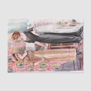 Vintages Mode-Illustrations-Schwarzes und Seidenpapier