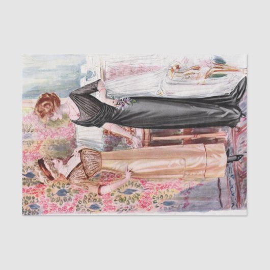 Vintages Mode-Illustrations-Schwarzes und Seidenpapier (Vorderseite)