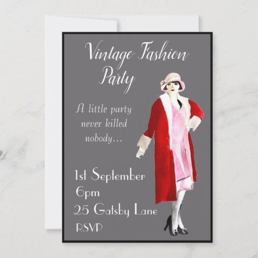 Vintages Mode-Party Einladung (Vorderseite)