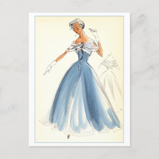 Vintages Modedesign für Abend Gown Postkarte