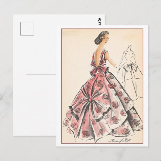 Vintages Modedesign für Abend Gown Postkarte (Vorne/Hinten)
