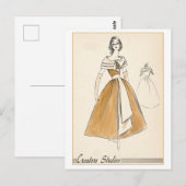 Vintages Modedesign für Abend Gown Postkarte (Vorne/Hinten)