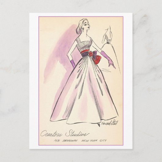 Vintages Modedesign für Abend Gown Postkarte (Vorderseite)