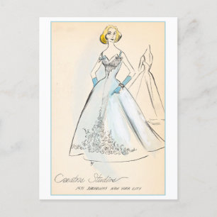 Vintages Modedesign für Abend Gown Postkarte
