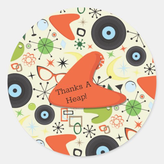 Vintages Modedesign-Party der 50er Jahre Runder Aufkleber (Vorderseite)