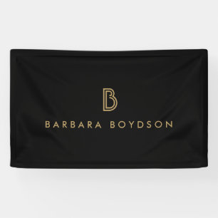 Vintages Modern-Gold/Schwarz-Monogramm-Logo Banner