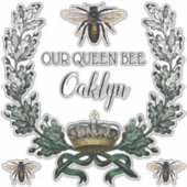 Vintages Modern Green Queen Bee Baby Kinderzimmer Aufkleber (Vorderseite)