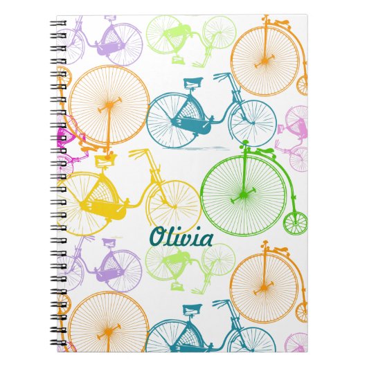 Vintages modernes Bikemodell leuchtendes Neonmuste Notizblock (Vorderseite)