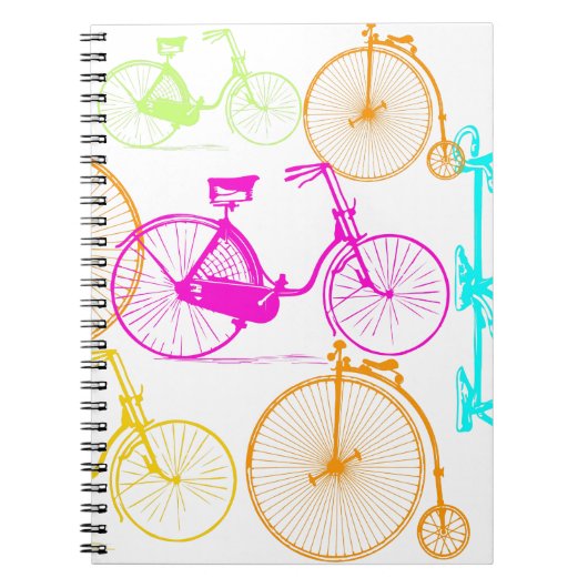 Vintages modernes Bikemodell leuchtendes Neonmuste Notizblock (Vorderseite)