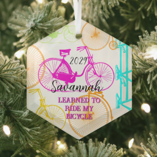 Vintages modernes Bikemodell leuchtendes Neonmuste Ornament Aus Glas