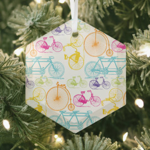 Vintages modernes Bikemodell leuchtendes Neonmuste Ornament Aus Glas