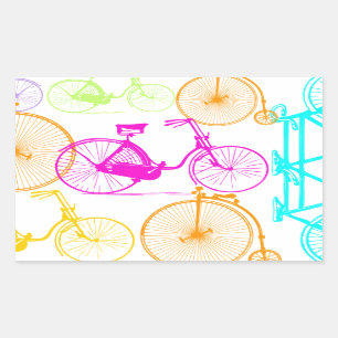 Vintages modernes Bikemodell leuchtendes Neonmuste Rechteckiger Aufkleber