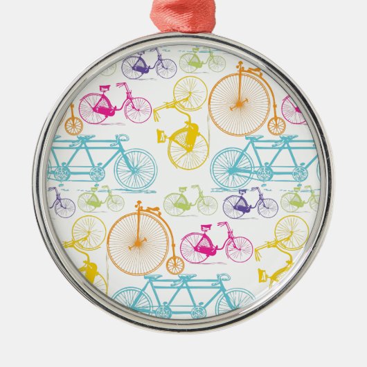 Vintages modernes Bikemodell leuchtendes Neonmuste Silbernes Ornament (Vorne)