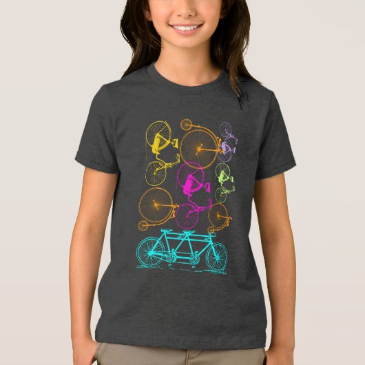 Vintages modernes Bikemodell leuchtendes Neonmuste Tri-Blend Shirt (Vorderseite)