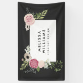 Vintages modernes Blumenmotiv auf dunkelgrauem Ban Banner (Vertikal)