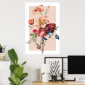 Vintages, modernes Blumenmotiv Poster (Heimbüro)