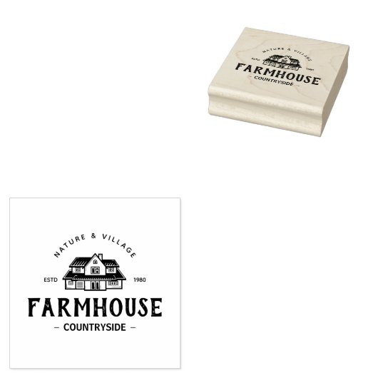 Vintages, modernes Emblem für Bauernhäuser Gummistempel (Stempel)