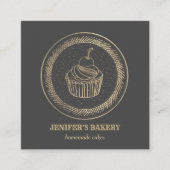 Vintages, modernes Goldfolienkuchen, hausgemachte  Quadratische Visitenkarte (Vorderseite)