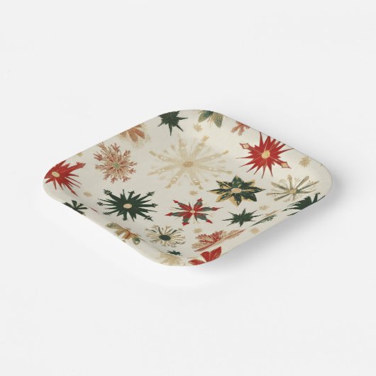 Vintages, modernes Goldschneeflocken Pappteller (Gewinkelt)