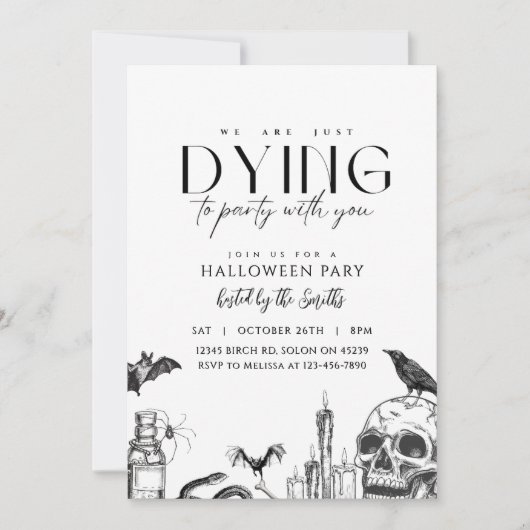 Vintages modernes Halloween-Party Einladung (Vorderseite)