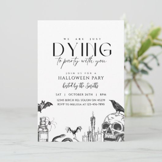 Vintages modernes Halloween-Party Einladung (Stehend Vorderseite)