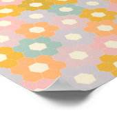 Vintages, modernes Hexagon-Blume-Muster in Pastel Poster (Ecke)