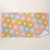 Vintages, modernes Hexagon-Blume-Muster in Pastel Strandtuch (Vorderseite)