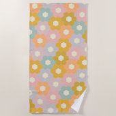 Vintages, modernes Hexagon-Blume-Muster in Pastel Strandtuch (Vorderseite)