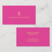 VINTAGES MODERNES PINK- UND GOLD-INITIALMONOGRAM-L VISITENKARTE (Vorne/Hinten)