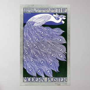 Vintages modernes Plakat-Pfau-Titelseite Poster