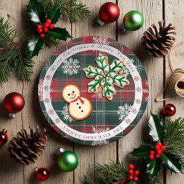 Vintages modernes Rot- und Grünschneeflocken Pappteller