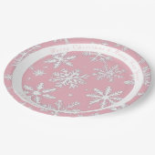 Vintages, modernes Schneeflocken Pappteller (Schrägansicht)