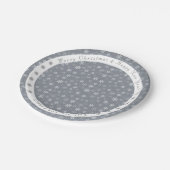 Vintages, modernes Schneeflockenmuster Pappteller (Schrägansicht)