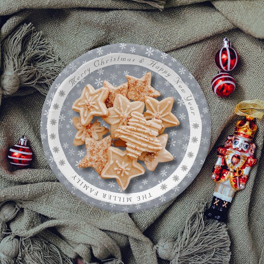 Vintages, modernes Schneeflockenmuster Pappteller