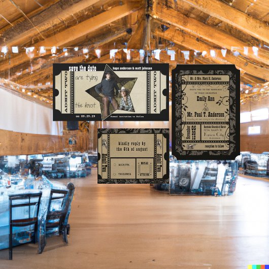 Vintages modernes Theaterticket Save the Date