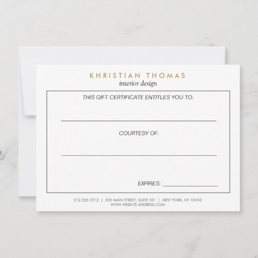 VINTAGES MODERNISTISCHES Geschenkzertifikat (Rückseite)