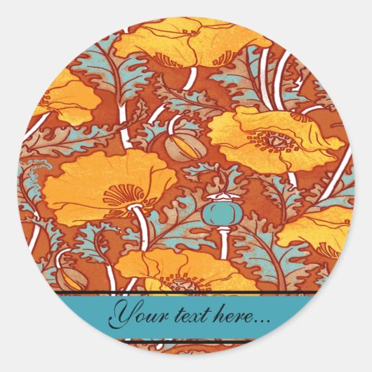 Vintages Mohn ~ Circle Aufkleber (Vorderseite)