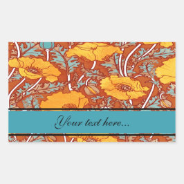 Vintages Mohn ~ Rechteck Rechteckiger Aufkleber