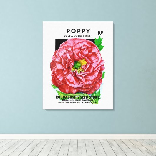 Vintages Mohnfutter Leinwanddruck (Insitu (Holzboden))