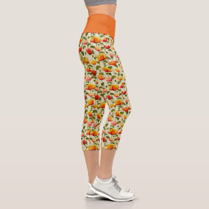 Vintages Mohnmuster Blume Orange Yoga Übung Capri Leggings
