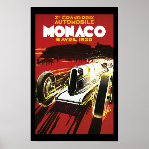 Vintages Monaco Car Road Race Poster