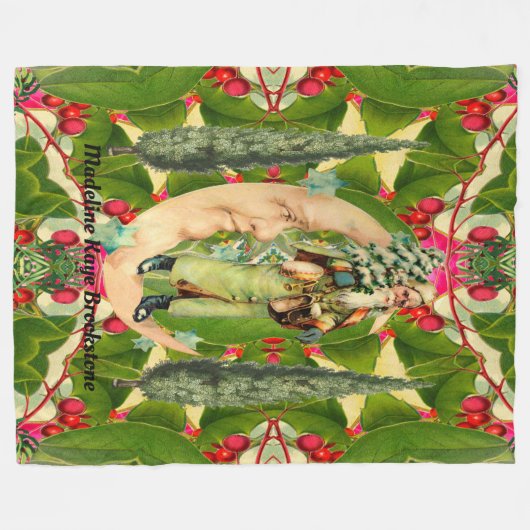 Vintages Mondsankt-Monogramm Fleecedecke (Vorderseite (Horizontal))