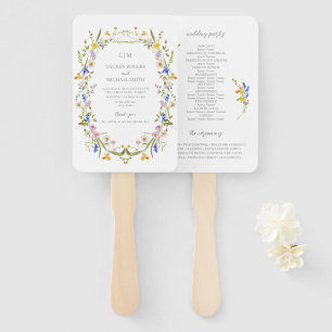 Vintages Mongram Colorful Garden Wedding Programm Fächer